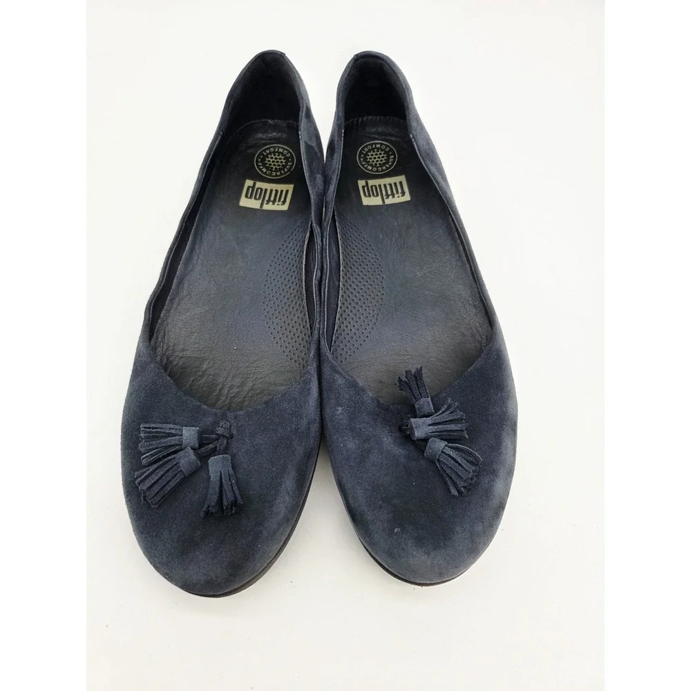 FitFlop‎ Womens Size 10 Comfort Slip On Ballet Flat Shoes Navy Suede